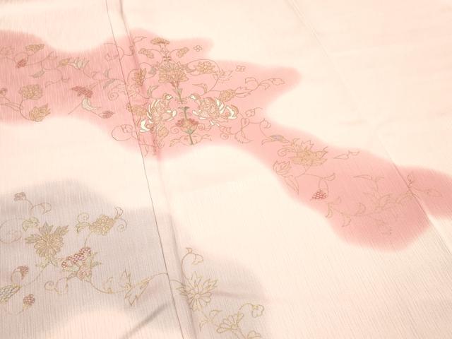 平和屋着物■訪問着　刺繍　花鳥文　暈し染め　金彩　正絹　逸品　DABH8221zy