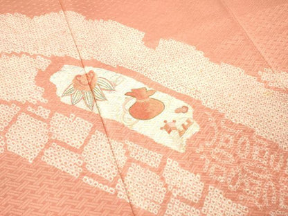 平和屋着物■中国三大刺繍　相良刺繍　訪問着　絞り　宝尽くし文　銀彩　正絹　逸品　DABH8222zy