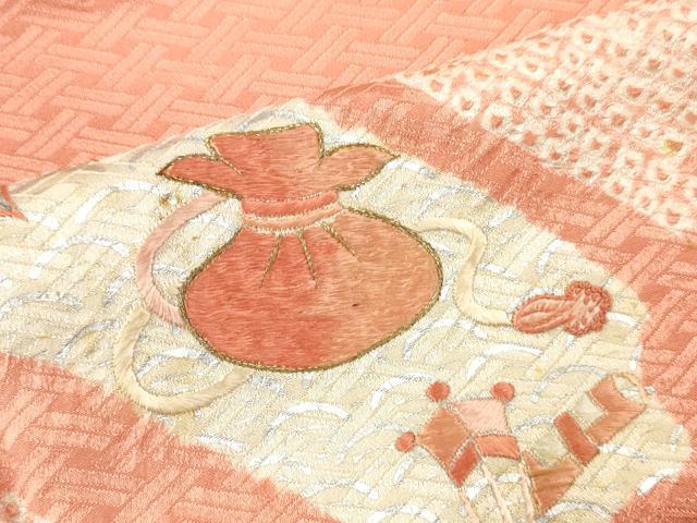 平和屋着物■中国三大刺繍　相良刺繍　訪問着　絞り　宝尽くし文　銀彩　正絹　逸品　DABH8222zy