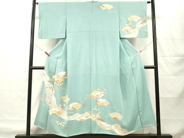 平和屋着物■訪問着　駒刺繍　地紙花鳥文　金彩　正絹　逸品　DABH8234zy