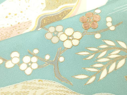 平和屋着物■訪問着　駒刺繍　地紙花鳥文　金彩　正絹　逸品　DABH8234zy