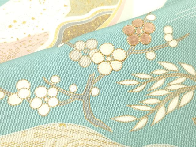 平和屋着物■訪問着　駒刺繍　地紙花鳥文　金彩　正絹　逸品　DABH8234zy