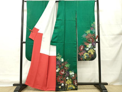平和屋着物■豪華振袖　草花文　暈し染め　金彩　正絹　逸品　DABH8235zy