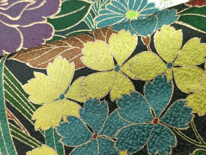平和屋着物■豪華振袖　草花文　暈し染め　金彩　正絹　逸品　DABH8235zy