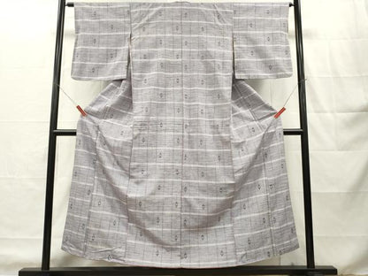 平和屋着物■上質な紬　格子　正絹　逸品　DABH8237zy