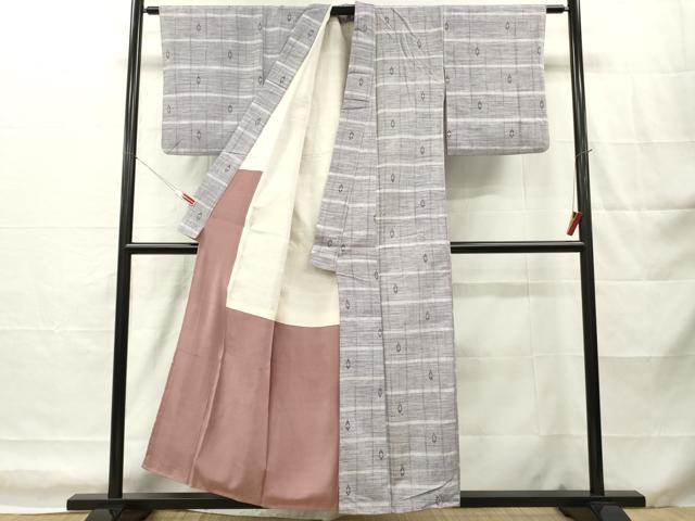 平和屋着物■上質な紬　格子　正絹　逸品　DABH8237zy