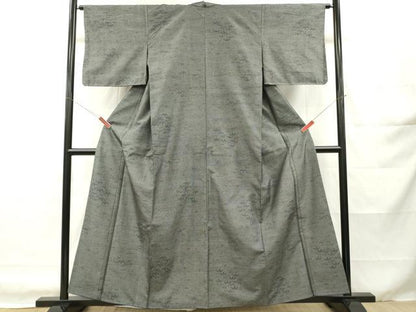 平和屋着物■上質な紬　笹の葉文　正絹　逸品　DABH8239zy