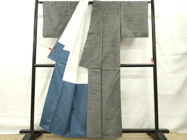 平和屋着物■上質な紬　笹の葉文　正絹　逸品　DABH8239zy
