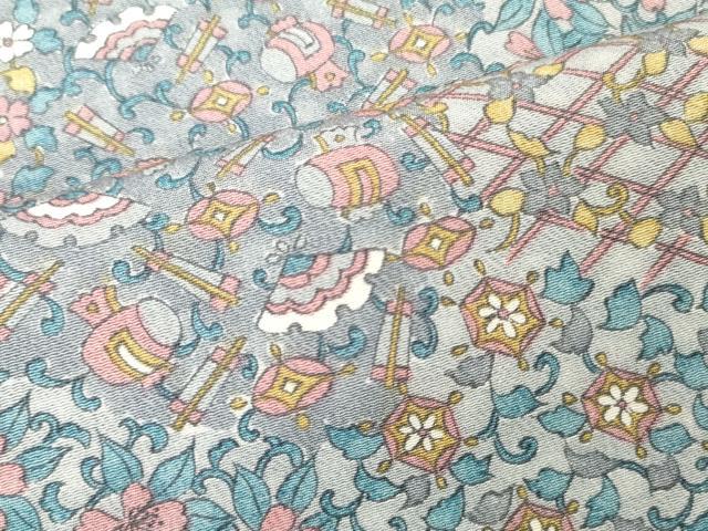 平和屋着物■上質な小紋　宝尽くし草花文　正絹　逸品　DABH8240zy