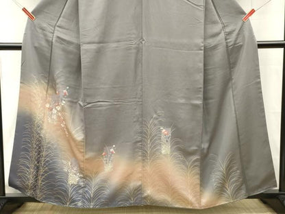 平和屋着物■訪問着　刺繍　短冊草花文　暈し染め　金彩　正絹　逸品　DABH8243zy