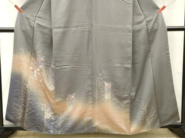 平和屋着物■訪問着　刺繍　短冊草花文　暈し染め　金彩　正絹　逸品　DABH8243zy