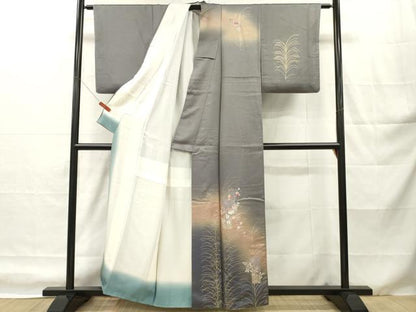 平和屋着物■訪問着　刺繍　短冊草花文　暈し染め　金彩　正絹　逸品　DABH8243zy