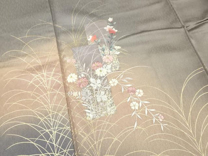 平和屋着物■訪問着　刺繍　短冊草花文　暈し染め　金彩　正絹　逸品　DABH8243zy