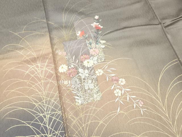 平和屋着物■訪問着　刺繍　短冊草花文　暈し染め　金彩　正絹　逸品　DABH8243zy