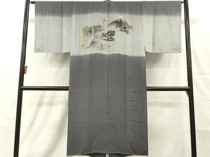 平和屋着物■男性　長襦袢　袷　手描き　人物風景文　正絹　逸品　DABH8244zy