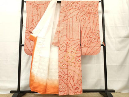 平和屋着物■豪華振袖　駒刺繍　総絞り　笹竹花文　正絹　逸品　DABH8245zy