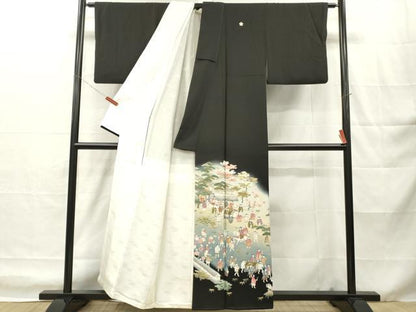 平和屋着物■豪華黒留袖　作家物　人物風景文　暈し染め　金彩　正絹　逸品　DABH8247zy