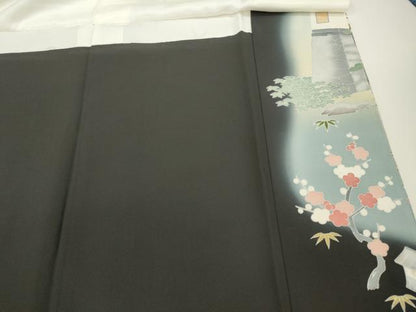 平和屋着物■豪華黒留袖　作家物　人物風景文　暈し染め　金彩　正絹　逸品　DABH8247zy