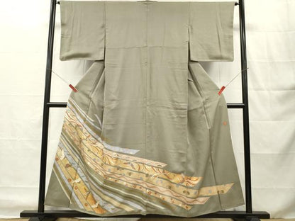 平和屋着物■十日町友禅作家　龍谷　色留袖　花鳥唐草文　金銀彩　正絹　逸品　DABH8249zy