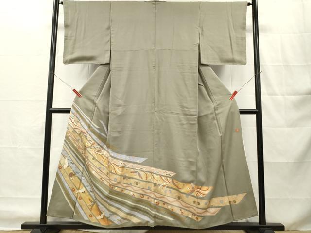 平和屋着物■十日町友禅作家　龍谷　色留袖　花鳥唐草文　金銀彩　正絹　逸品　DABH8249zy