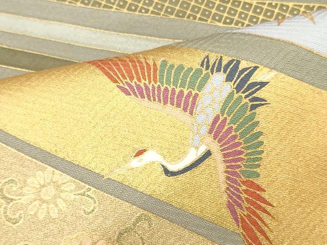 平和屋着物■十日町友禅作家　龍谷　色留袖　花鳥唐草文　金銀彩　正絹　逸品　DABH8249zy