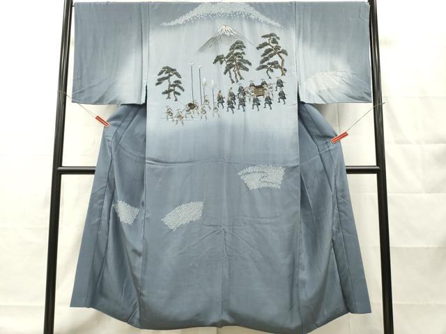 平和屋着物■男性　長襦袢　袷　絞り　人物風景文　暈し染め　金彩　正絹　逸品　DABH8250zy