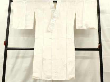 平和屋着物■長襦袢　袷　舞桜地紋　生成り色　正絹　逸品　DABH8251zy