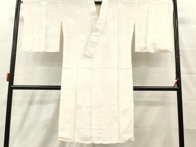 平和屋着物■長襦袢　袷　舞桜地紋　生成り色　正絹　逸品　DABH8251zy