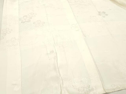 平和屋着物■長襦袢　袷　舞桜地紋　生成り色　正絹　逸品　DABH8251zy