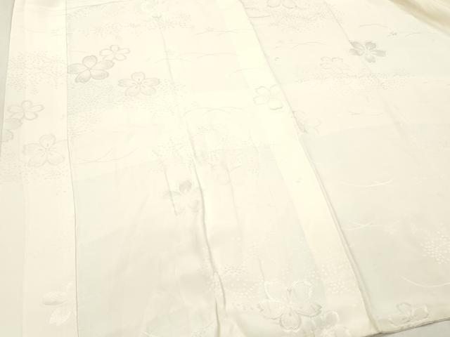 平和屋着物■長襦袢　袷　舞桜地紋　生成り色　正絹　逸品　DABH8251zy