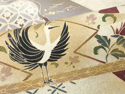 平和屋着物■訪問着　花鳥文　暈し染め　金彩　そごう扱い　正絹　逸品　DABH8255zy