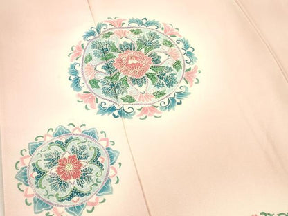 平和屋着物■中国三大刺繍　相良刺繍　訪問着　舞花文　暈し染め　正絹　逸品　DABH8257zy