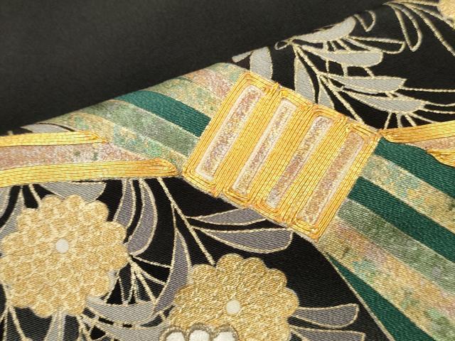 MK-1819 黒留袖 束ね熨斗 鶴 金駒刺繍 金彩 平和屋着物□豪華黒留袖 駒刺繍 束ね熨斗花文 暈し染め