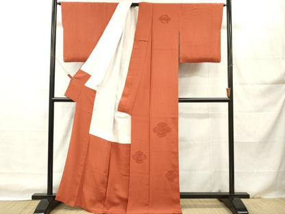 平和屋着物■無地絵羽訪問着　刺繍　舞花文　樺色　正絹　逸品　DABH8265zy