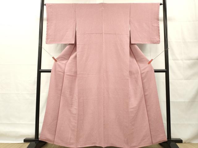 平和屋着物■上質な色無地　霞地紋　水柿色　正絹　逸品　DABH8266zy
