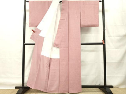 平和屋着物■上質な色無地　霞地紋　水柿色　正絹　逸品　DABH8266zy