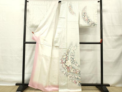 平和屋着物■訪問着　舞花文　暈し染め　正絹　逸品　DABH8269zy