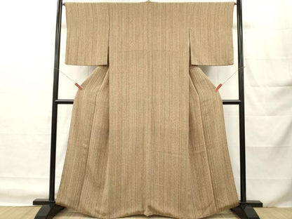 平和屋着物■上質な小紋　縞　鬼しぼ縮緬　正絹　逸品　DABH8272zy