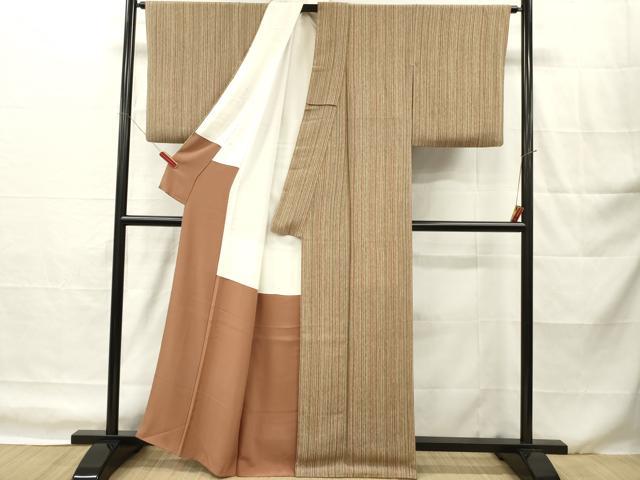 平和屋着物■上質な小紋　縞　鬼しぼ縮緬　正絹　逸品　DABH8272zy