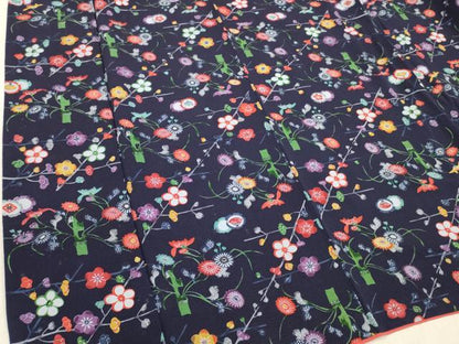 平和屋着物■上質な小紋　枝花文　鬼しぼ縮緬　正絹　逸品　DABH8273zy