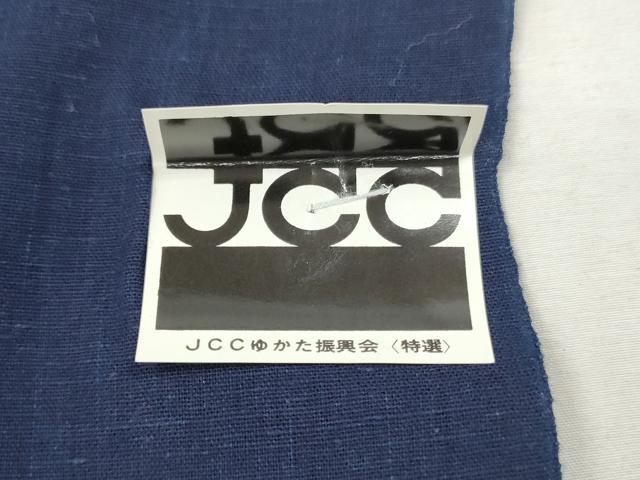 平和屋着物＊夏物　浴衣　反物　着尺　注染　手芸染　草花文　綿麻　逸品　未使用　DABH8287zy