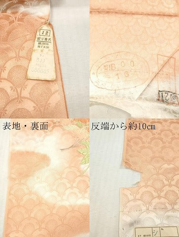 平和屋着物▼付下げ　反物　着尺　刺繍　飛追木草花文　暈し染め　八掛付き　逸品　未使用　DABH8292zy