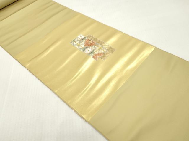 平和屋着物▼名古屋帯　帯反物　総刺繍　短冊草花文　金糸　逸品　未使用　DABH8324zy