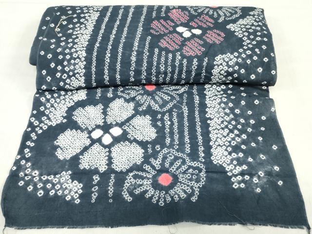 平和屋着物＊夏物　有松鳴海絞　浴衣　反物　着尺　舞花文　綿　逸品　未使用　DABH8336zy