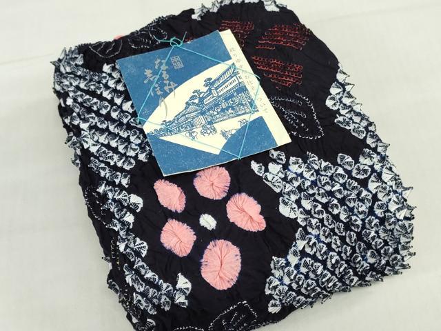 平和屋着物＊夏物　有松鳴海絞　浴衣　反物　着尺　舞花文　湯のし前　綿　逸品　未使用　DABH8337zy