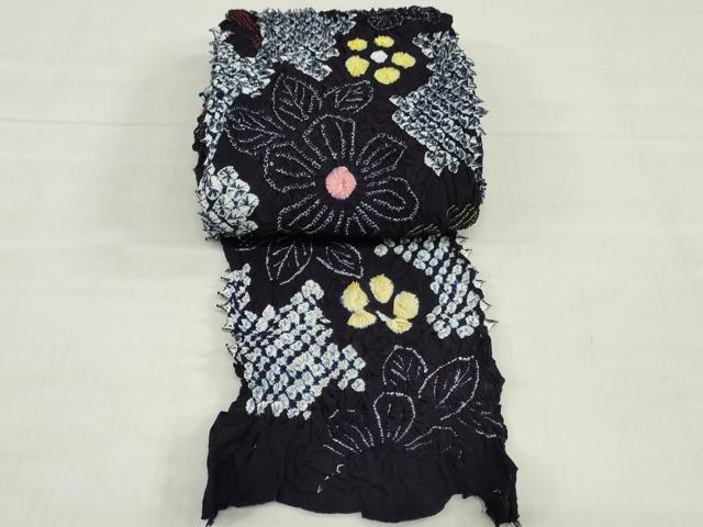 平和屋着物＊夏物　有松鳴海絞　浴衣　反物　着尺　舞花文　湯のし前　綿　逸品　未使用　DABH8337zy