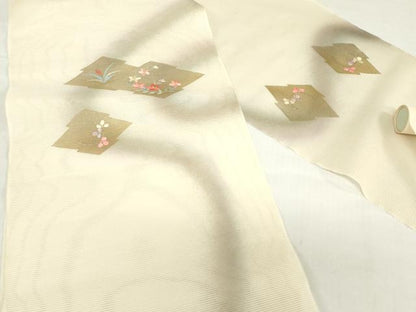平和屋着物＊夏物　西陣　田中義織物　名古屋帯　帯反物　刺繍　松皮菱花文　金彩　証紙付き　逸品　未使用　DABH8349zy