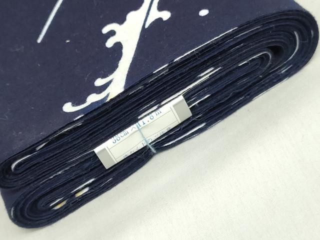 平和屋着物＊夏物　男性　浴衣　反物　着尺　注染　立波文　文字文　綿　逸品　未使用　DABH8352zy