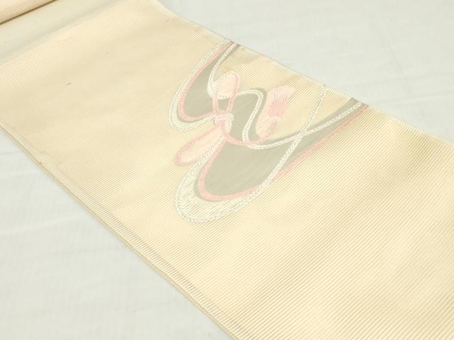 平和屋着物＊夏物　西陣　名古屋帯　反物　組紐文　銀糸　証紙付き　逸品　未使用　DABH8361zy