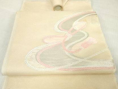 平和屋着物＊夏物　西陣　名古屋帯　反物　組紐文　銀糸　証紙付き　逸品　未使用　DABH8361zy